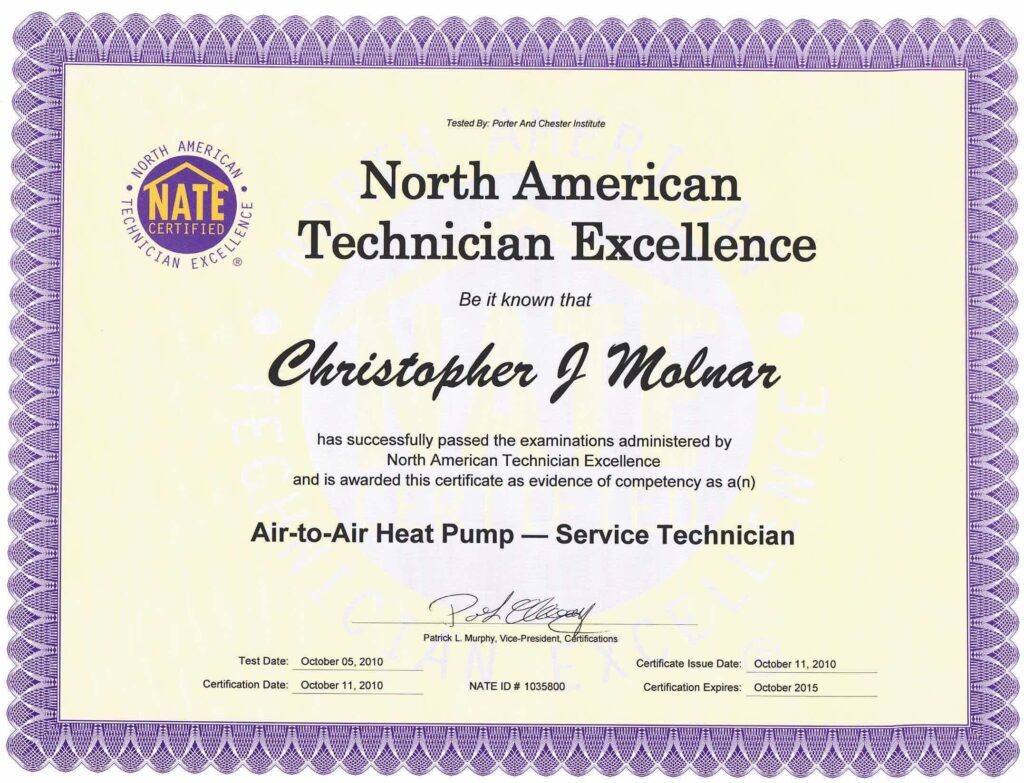 Air-to-Air Heat Pump - Service Technician