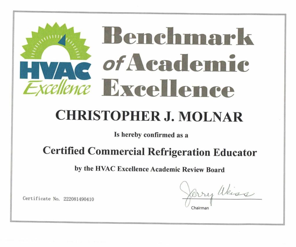 Certified Commercial Refrigeration Educator