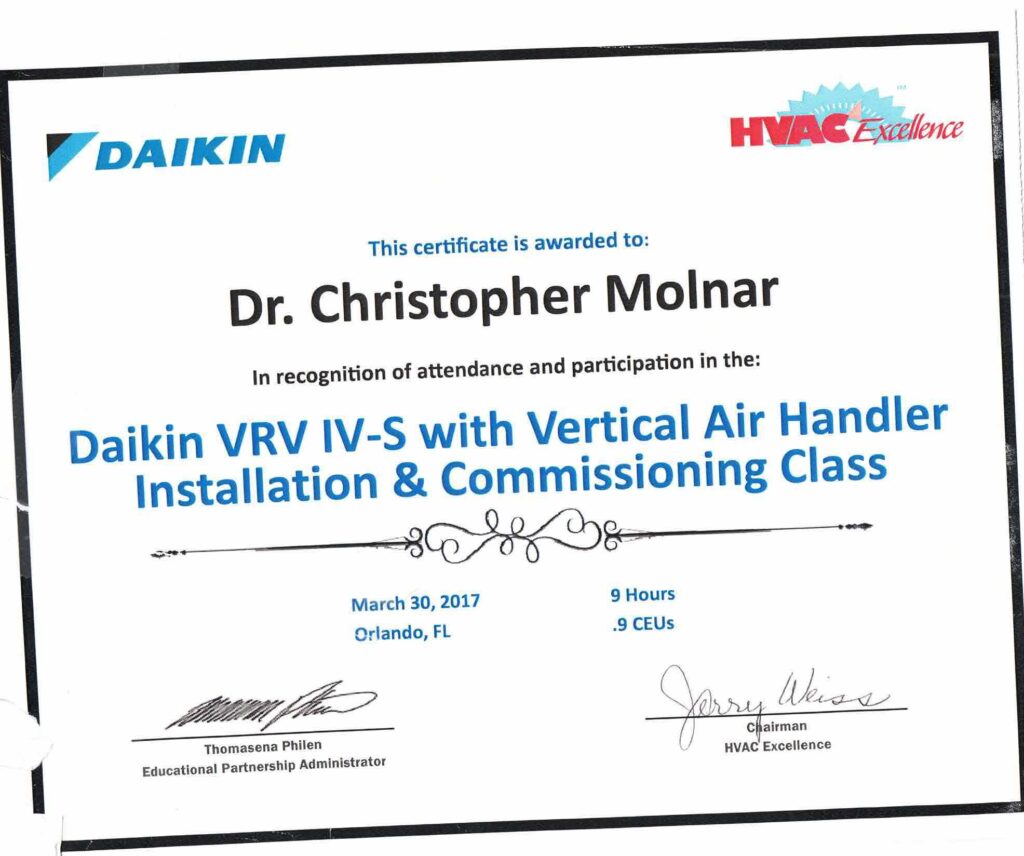 Daikin VRV IV-S with Vertical Air Handler Installation and Commissioning