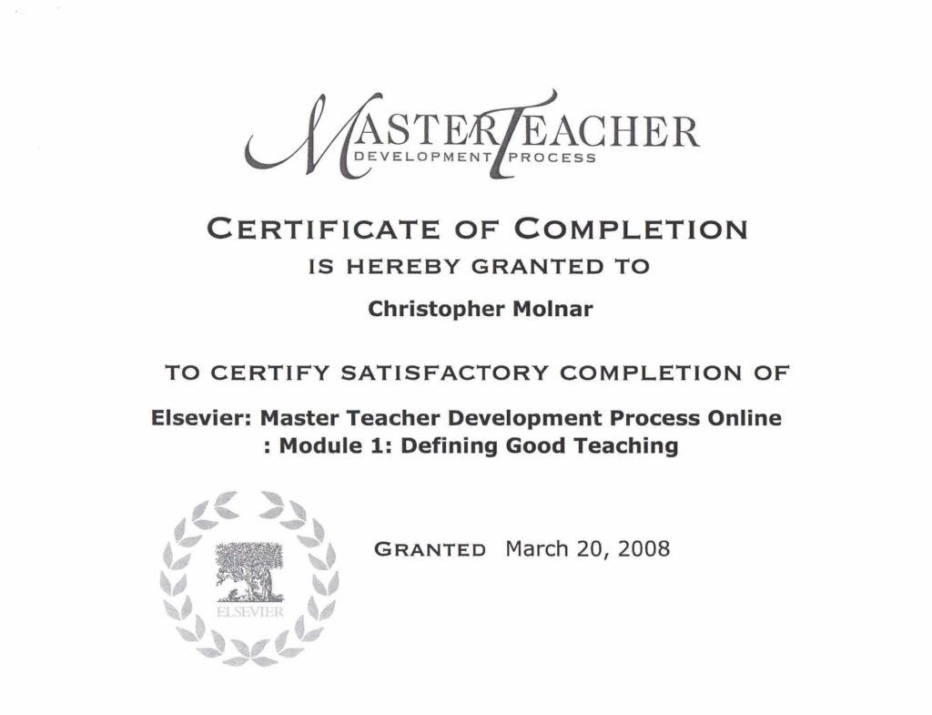 Elsevier - Master Teacher Development Process Online - Module 1 - Defining Good Teaching