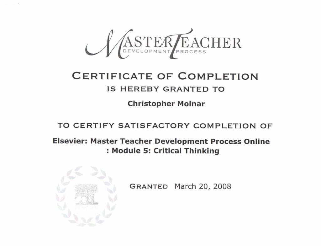 Elsevier - Master Teacher Development Process Online - Module 5 - Critical Thinking
