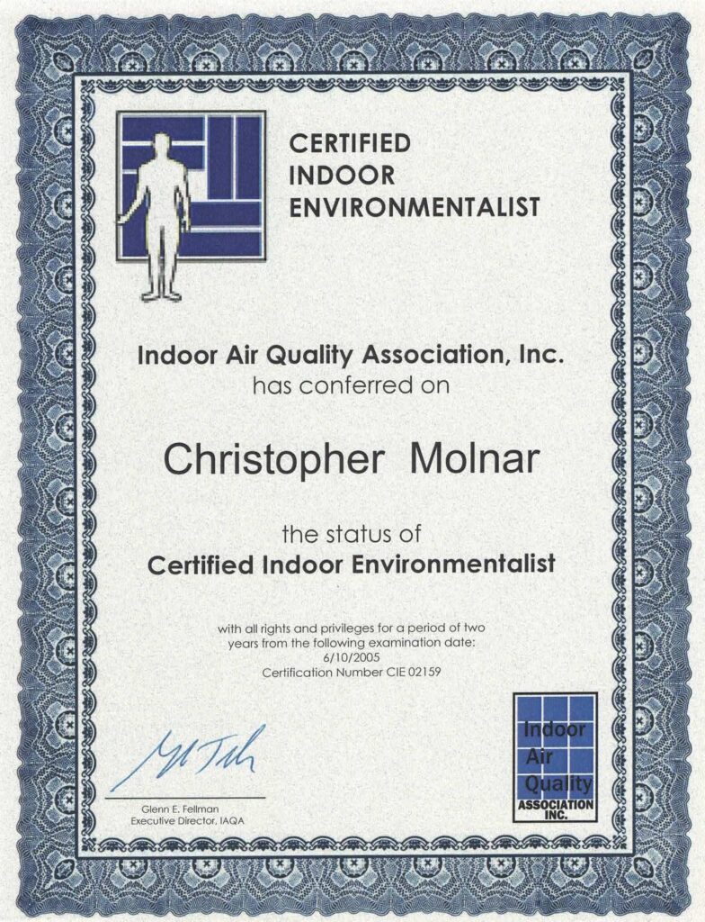 IAQA Certified Indoor Environmentalist