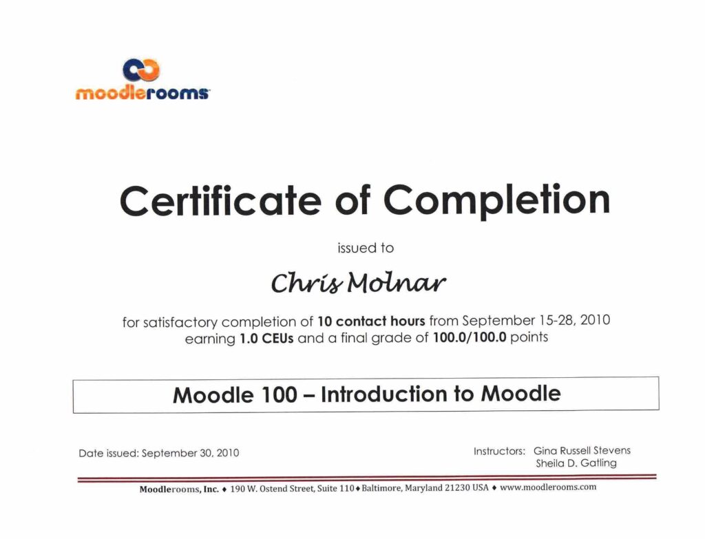 Moodle 100 - Introduction to Moodle